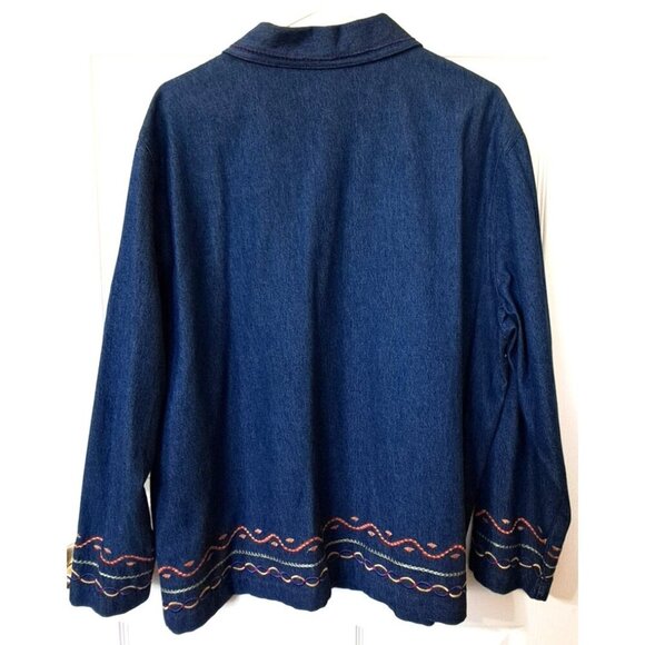 Vintage Bechamel Woman 1X Medium Wash Denim Embroidered Shacket Coastal Grandma - Picture 3 of 11